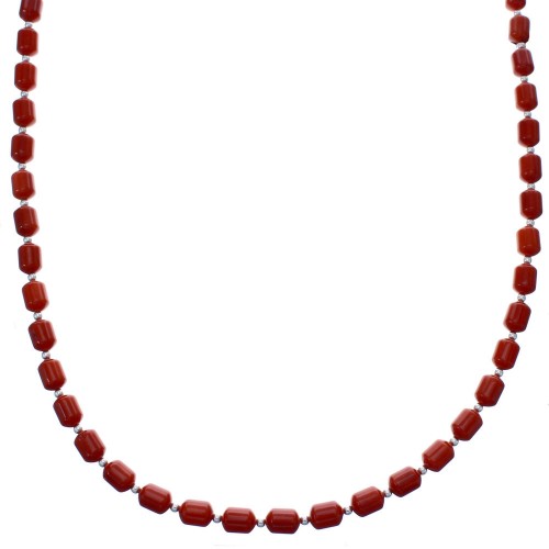 Sterling Silver Coral 18-1/2" Bead Necklace KX121068