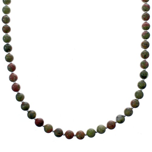 Unakite Bead Necklace KX121087