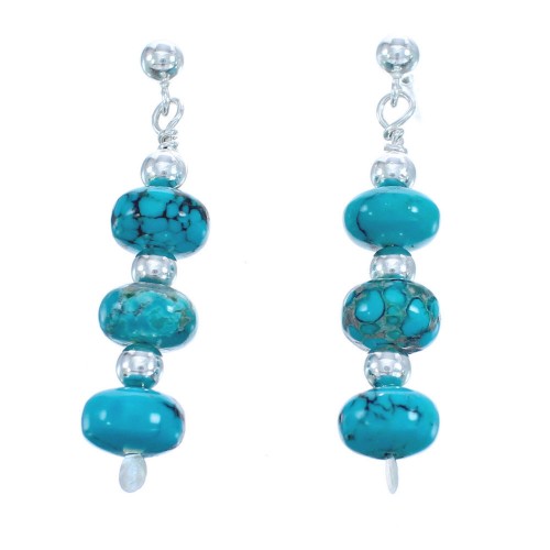 Turquoise Bead Post Dangle Earrings KX120952