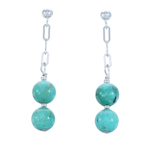 Southwest Turquoise Bead Chain Post Dangle Earrings KX120953