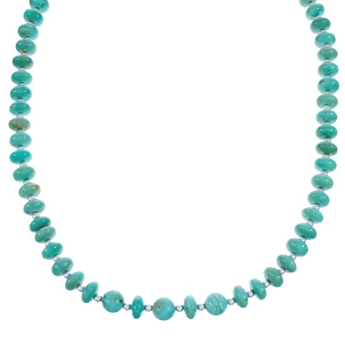 Sterling Silver Southwest Turquoise Bead Necklace KX120917