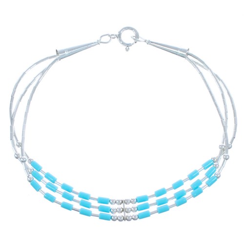 Turquoise 3-Strand Liquid Silver Southwestern Bracelet KX120939