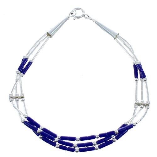 3-Strand Lapis Liquid Silver Southwestern Bracelet KX120940