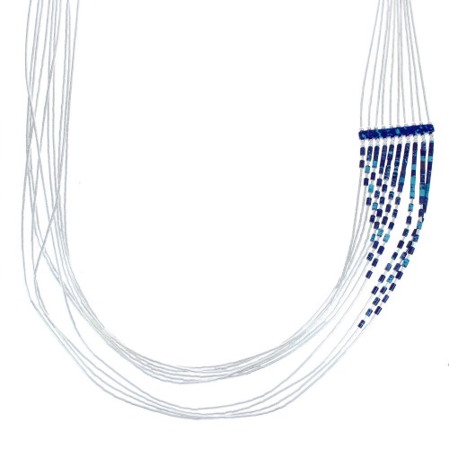 Hand Strung Liquid Sterling Silver Azurite Waterfall Necklace KX120906
