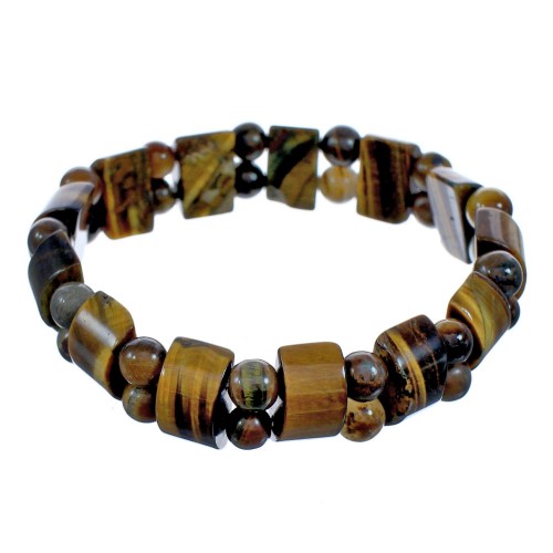 Southwest Tiger Eye Stretch Bead Bracelet KX121030