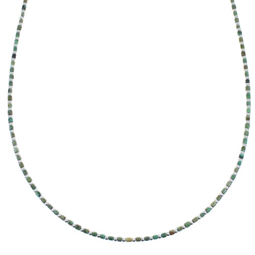 Southwest Sterling Silver Turquoise Bead Necklace KX121049