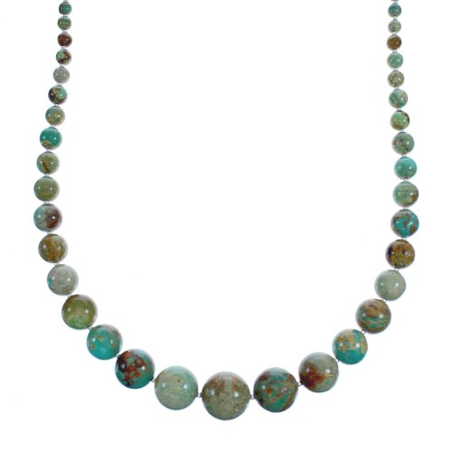 Sterling Silver Kingman Turquoise Bead Necklace KX121126