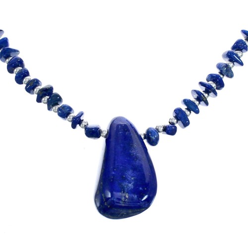 Sterling Silver Lapis Bead Necklace Set KX121184