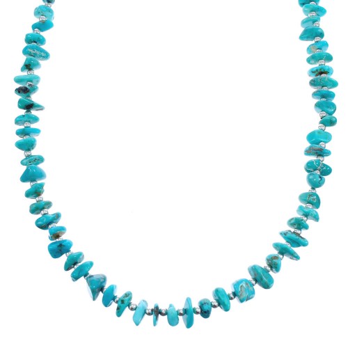 Sterling Silver Kingman Turquoise Freeform Bead Necklace JX121563