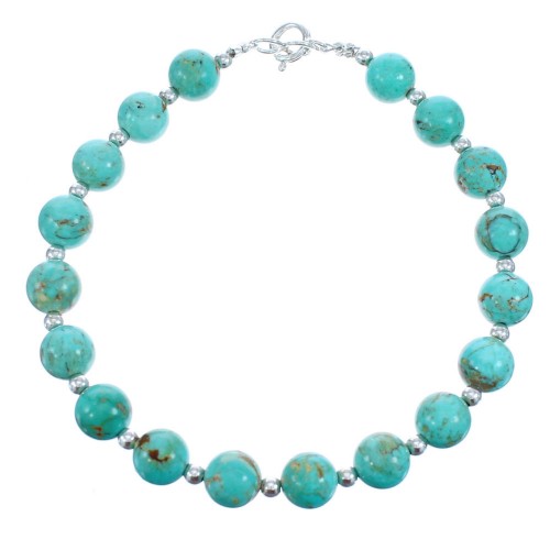 Turquoise Sterling Silver Round Bead Bracelet JX121553