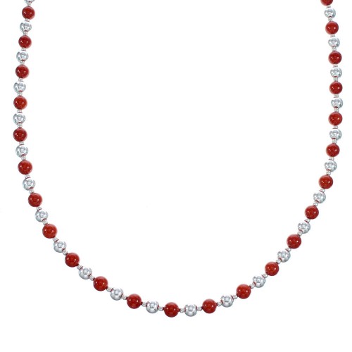 Sterling Silver Coral Bead Necklace MX121594