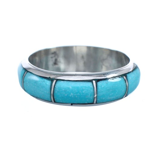 Turquoise Zuni Inlay Ring Band Size 10 KX121267