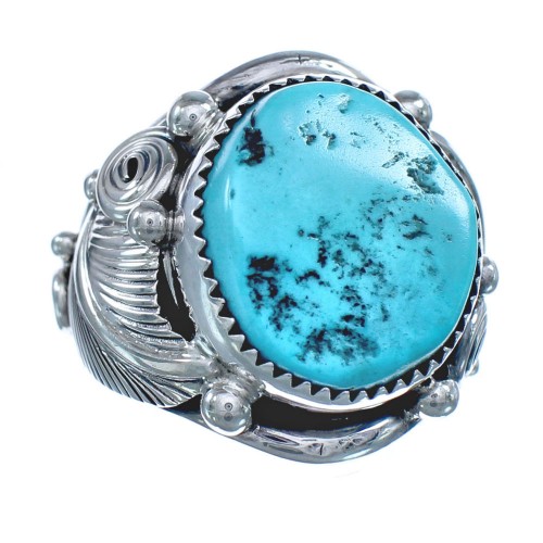 Turquoise Navajo Feather Ring Size 10 KX121272