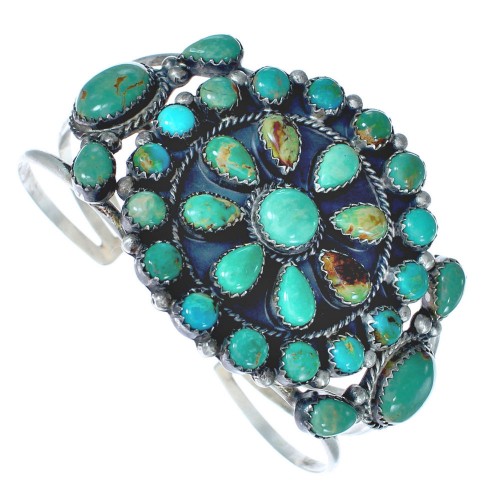 Sterling Silver Turquoise Multistone Navajo Cuff Bracelet KX121284