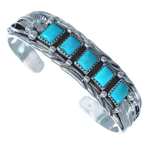Navajo Turquoise Multistone Sterling Silver Cuff Bracelet KX121290