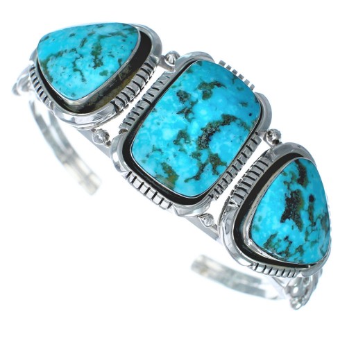 Genuine Sterling Silver Multistone Turquoise Navajo Cuff Bracelet KX121292