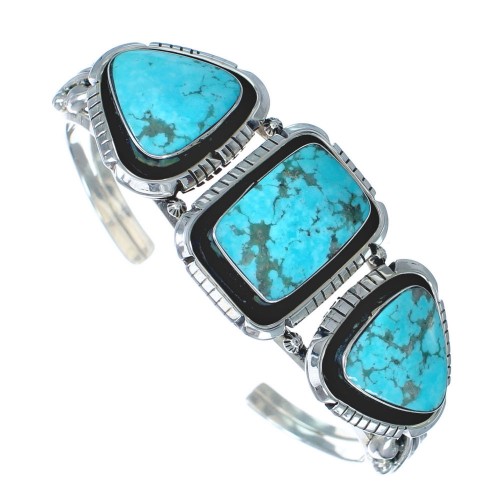 Multistone Turquoise Sterling Silver Navajo Cuff Bracelet KX121294