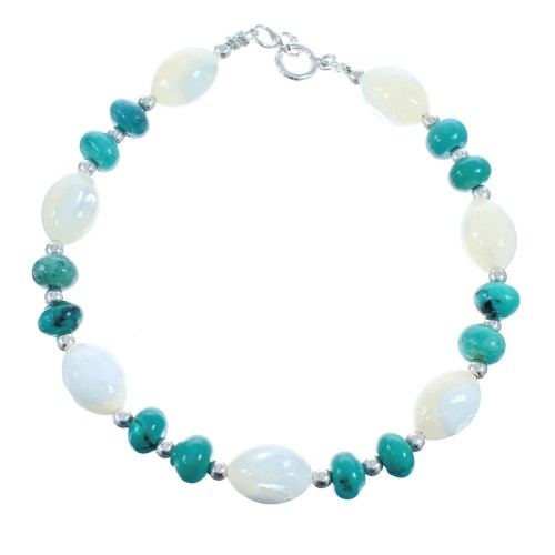 Turquoise and Mother Of Pearl Bead Bracelet JX121635