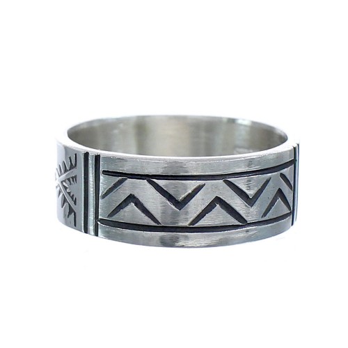 Navajo Authentic Sterling Silver Band Ring Size 7-1/2 AX121414