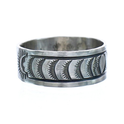 Navajo Authentic Sterling Silver Band Ring Size 13-1/2 AX121401