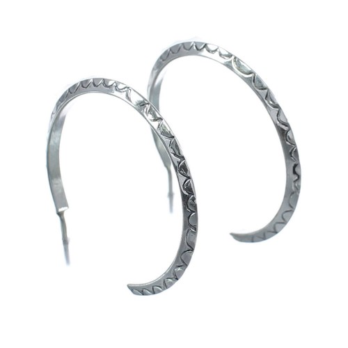 Authentic Sterling Silver Navajo Post Hoop Earrings AX121549