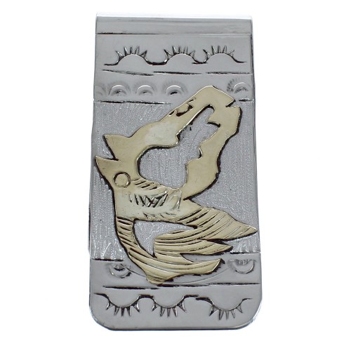 Native American Navajo Genuine Sterling Silver And 12KGF Horse Money Clip JX121915