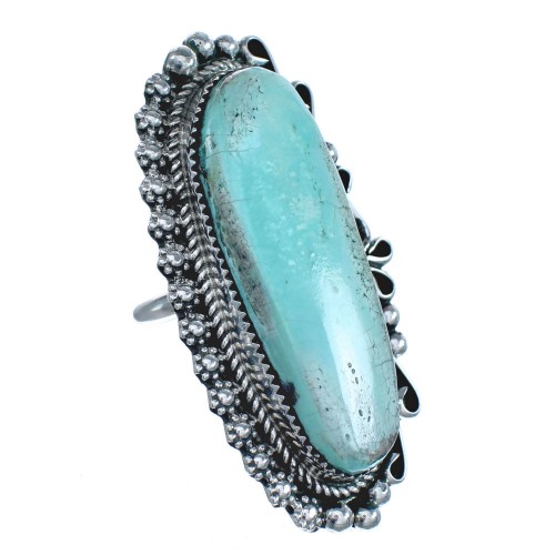 Native American Turquoise Sterling Silver Statement Ring Size 10-1/4 JX122549