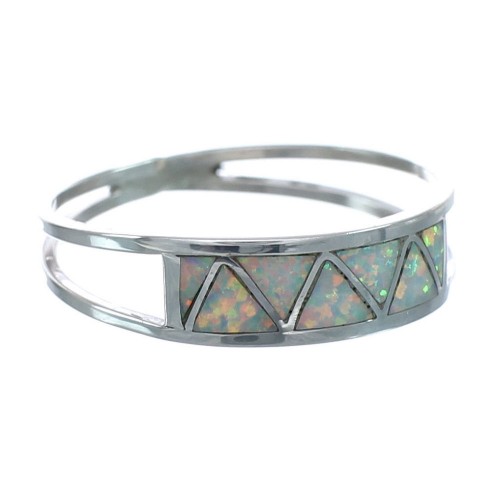 Native American Zuni Authentic Sterling Silver Opal Ring Size 7-1/2 JX122465