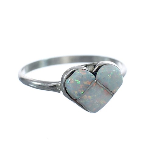 Native American Opal Heart Sterling Silver Ring Size 6-1/4 JX122639