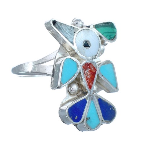 Thunderbird Zuni Multicolor And Sterling Silver Ring Size 6-1/2 AX122514
