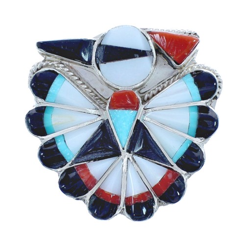 Native American Zuni Multicolor Inlay Thunderbird Pin Pendant JX122836