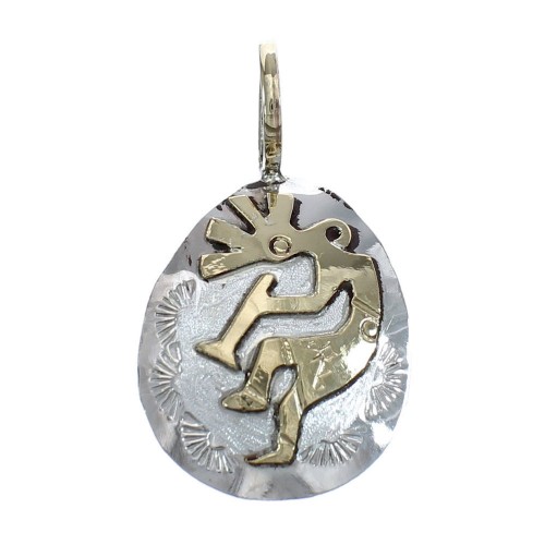 Native American Navajo Sterling Silver 12KGF Kokopelli Pendant JX122734