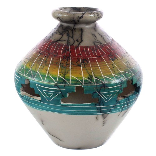 Navajo Horse Hair Pottery Native American Hand Crafted Pot JX122920