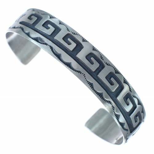Native American Navajo Water Wave Sterling Silver Cuff Bracelet JX123002