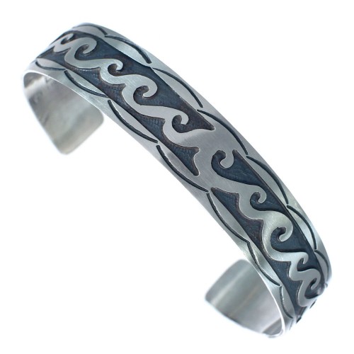 Native American Navajo Water Wave Sterling Silver Cuff Bracelet JX123003