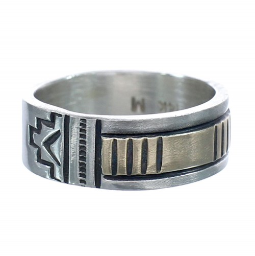 Sterling Silver 14  Karat Gold Navajo Ring Size 10 AX123034
