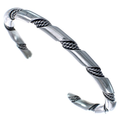 Native American Navajo Authentic Twisted Sterling Silver Cuff Bracelet JX123218