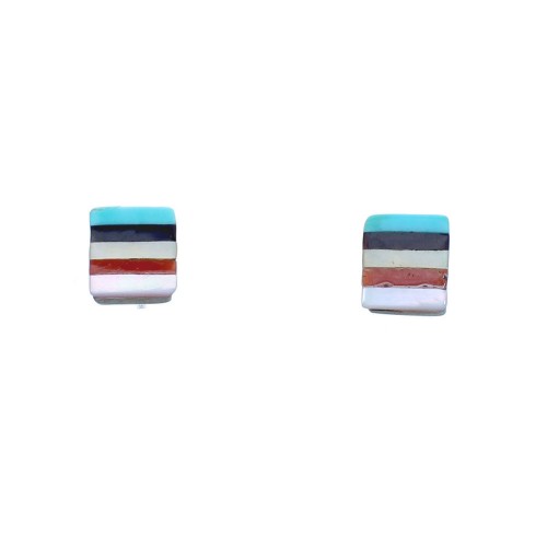 Zuni Authentic Sterling Silver Multicolor Post Earrings JX123244