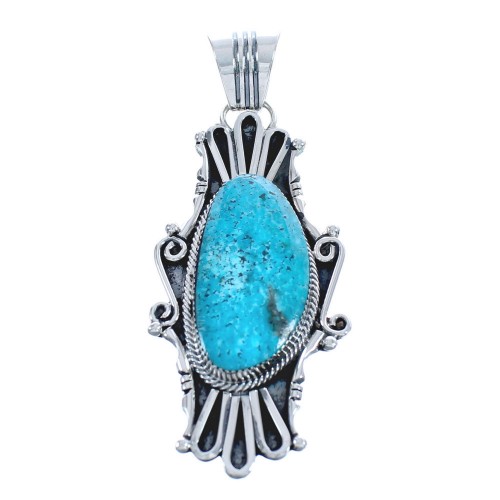 Native American Turquoise Genuine Sterling Silver Pendant JX123300