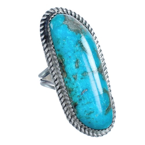 Native American Navajo Turquoise Sterling Silver Ring Size 9-3/4 AX123316