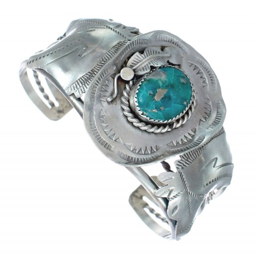 Authentic Sterling Silver Navajo Horse Turquoise Cuff Bracelet AX123858