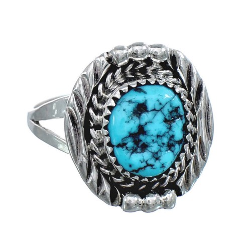 Native American Genuine Sterling Silver Turquoise Ring Size 6-1/4 AX124097