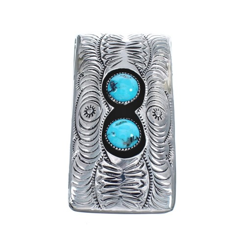 Turquoise Genuine Sterling Silver Native American Money Clip JX125070