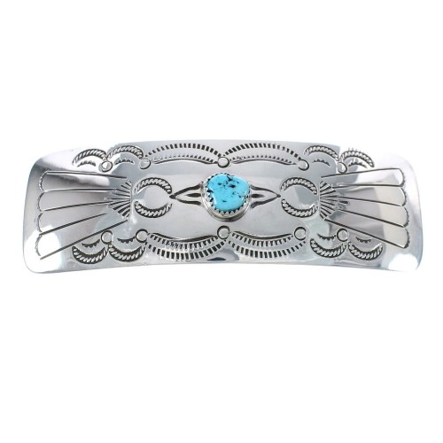 Navajo Sterling Silver Turquoise Hair Barrette AX125158