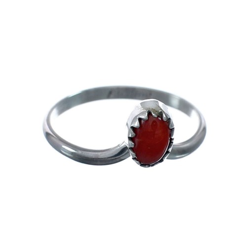 Native American Coral Genuine Sterling Silver Ring Size 4-3/4 AX128602