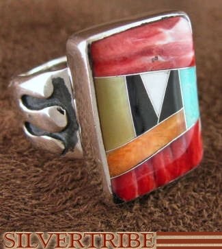 Silver Yellow Mother of Pearl Multicolor Ring Size 6-1/2 NS35388