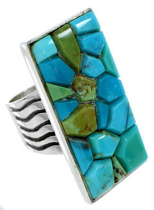 Southwest Turquoise Sterling Silver Ring Size 5-1/4 MW73976