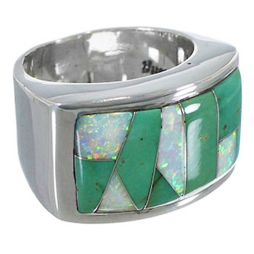 WhiteRock Turquoise Opal Jewelry Silver Ring Size 8-1/4 RS34731