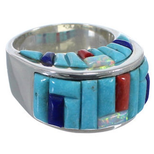 Genuine Sterling Silver And Multicolor Ring Size 9-3/4 RX100632