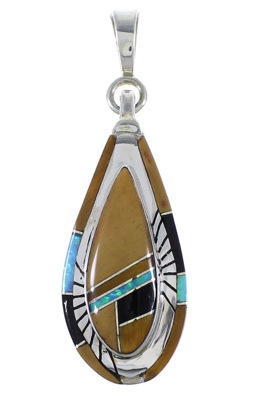 Genuine Sterling Silver Multicolor Southwest Enhancer Bail Pendant RX100614